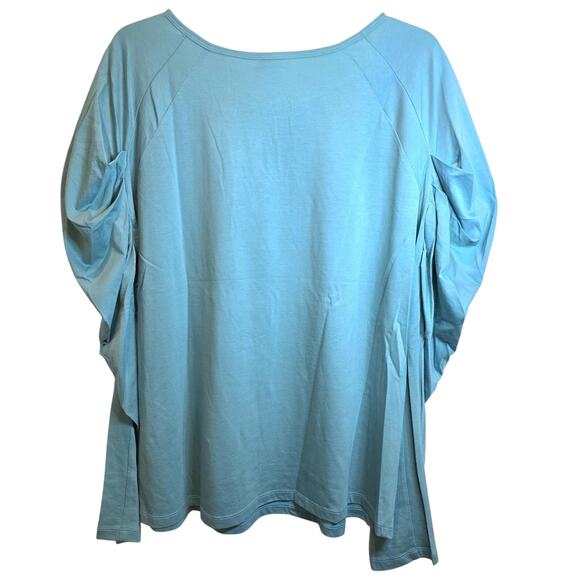 Sundance Cascading Puff Long Sleeve Top Sz XL Green Blue Raglan Pullover Top - Picture 4 of 9